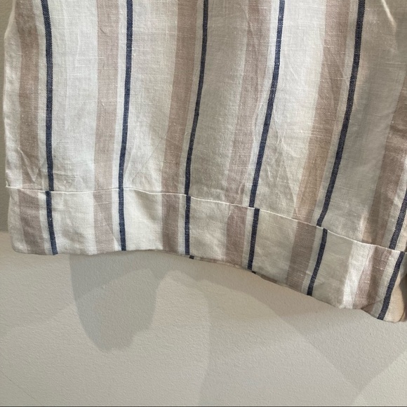 H&M Sz L  Paperwaist 100% Linen High Rise Shorts With Pockets - Picture 2 of 7